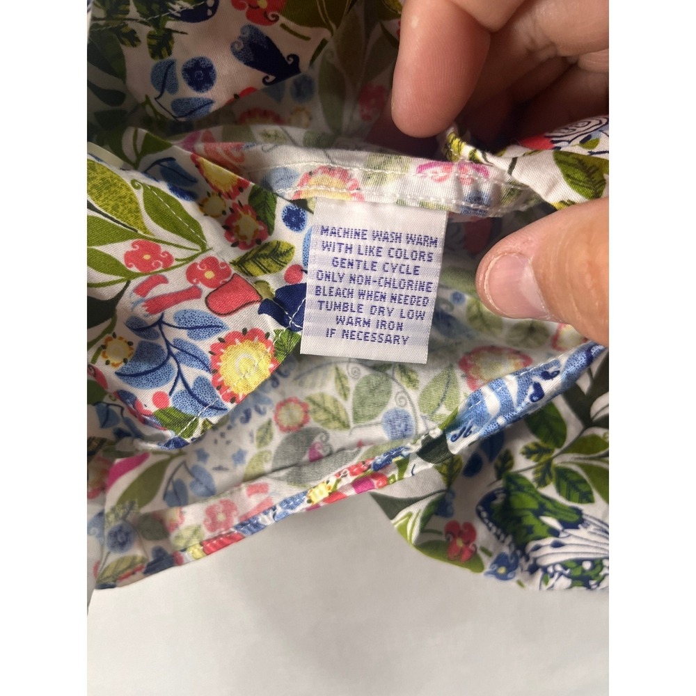 Alan Flusser Mens XXL Short Sleeve Floral Butterfly Cotton Button Up Shirt Multi - Picture 4 of 8